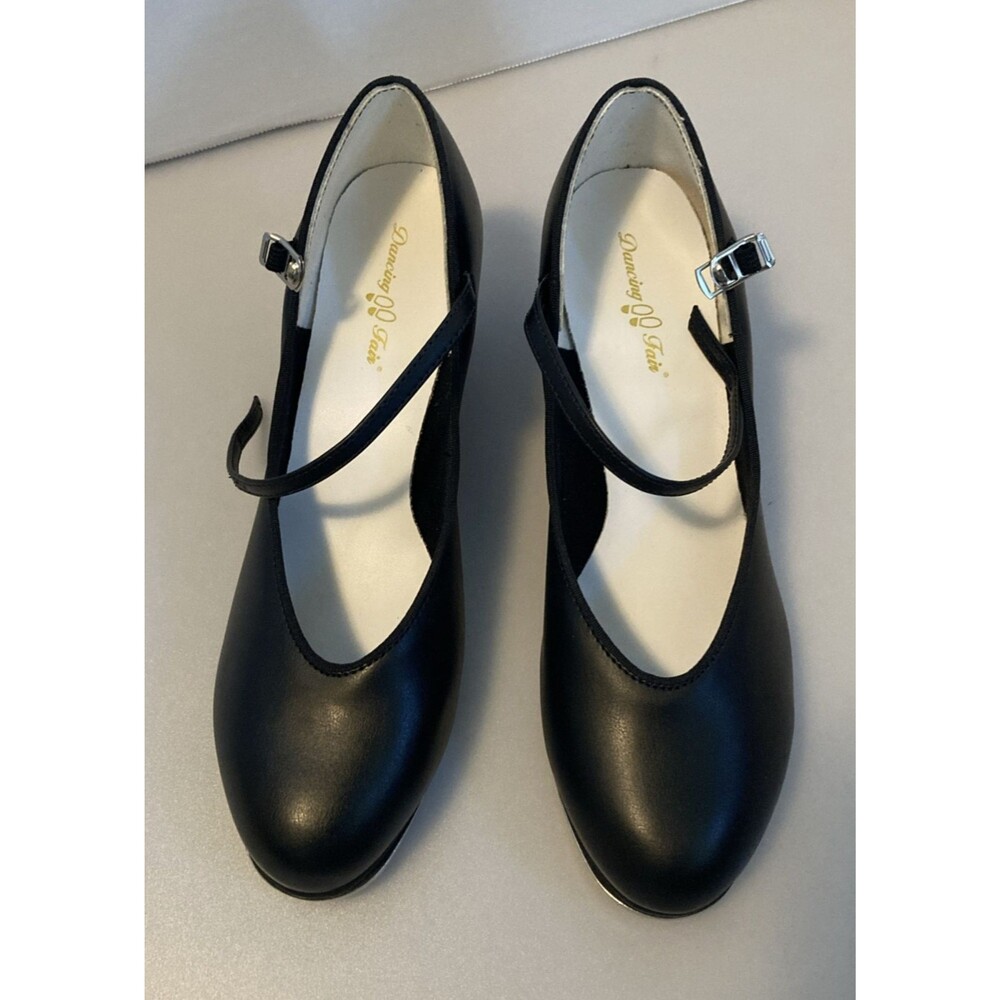 Dancing Fair Black High Heel Adult Womens Size 9 Tap Shoes Teletone Strappy